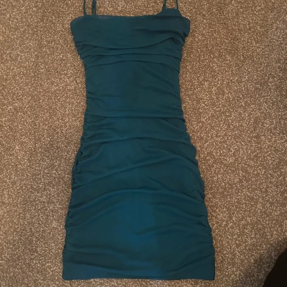 Teal Gigi Mesh Mini Dress - Garage - Picture 2 of 3